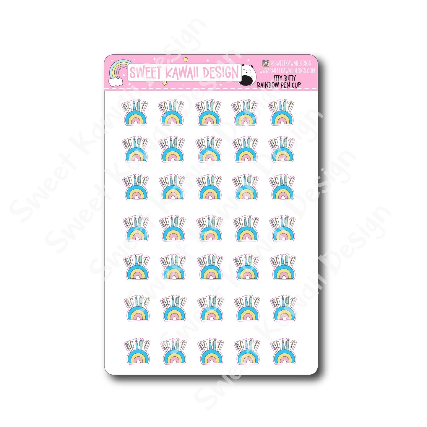 Kawaii Rainbow Pen Cup Stickers