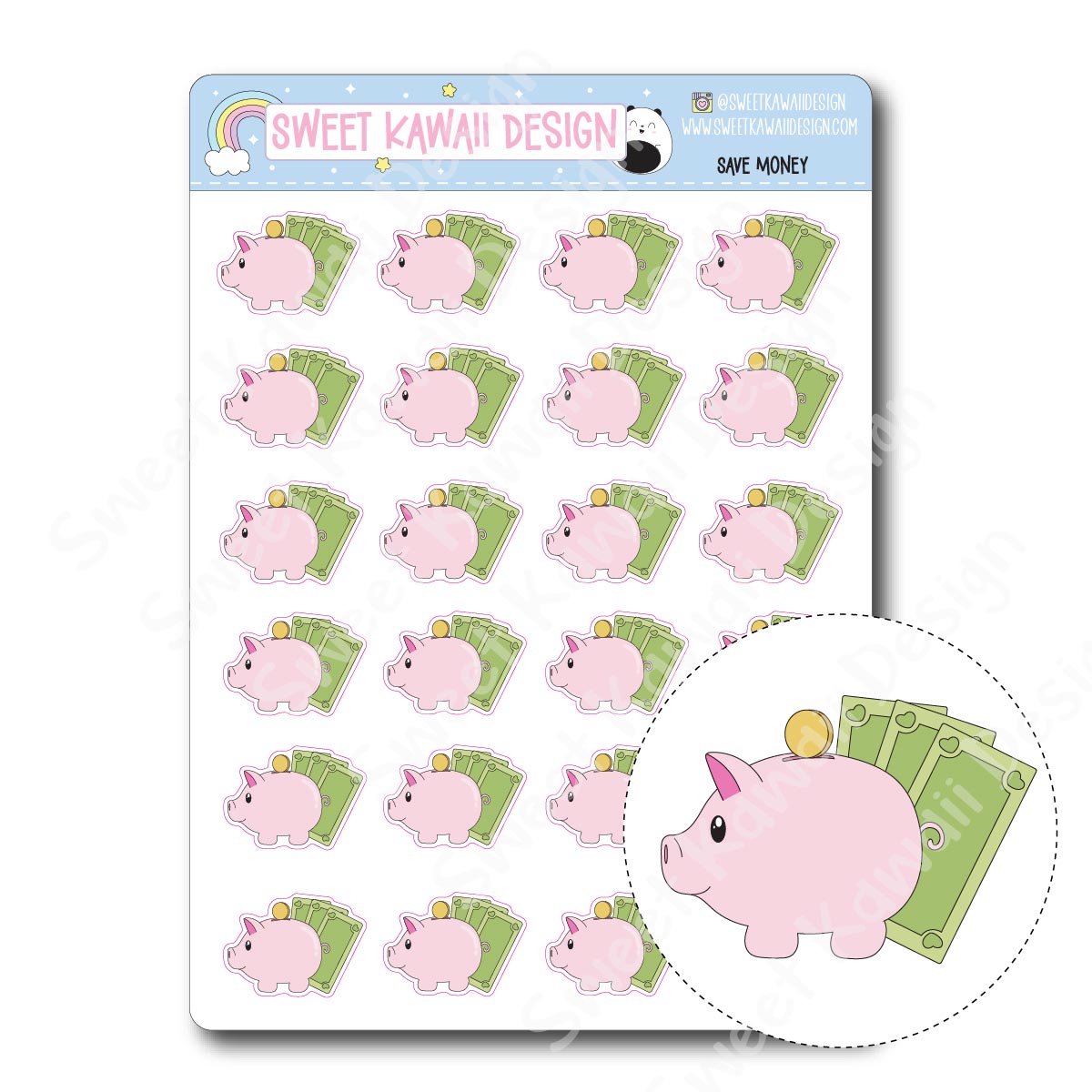 Kawaii Save Money Stickers