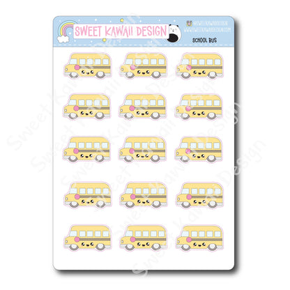 Kawaii School Bus Stickers