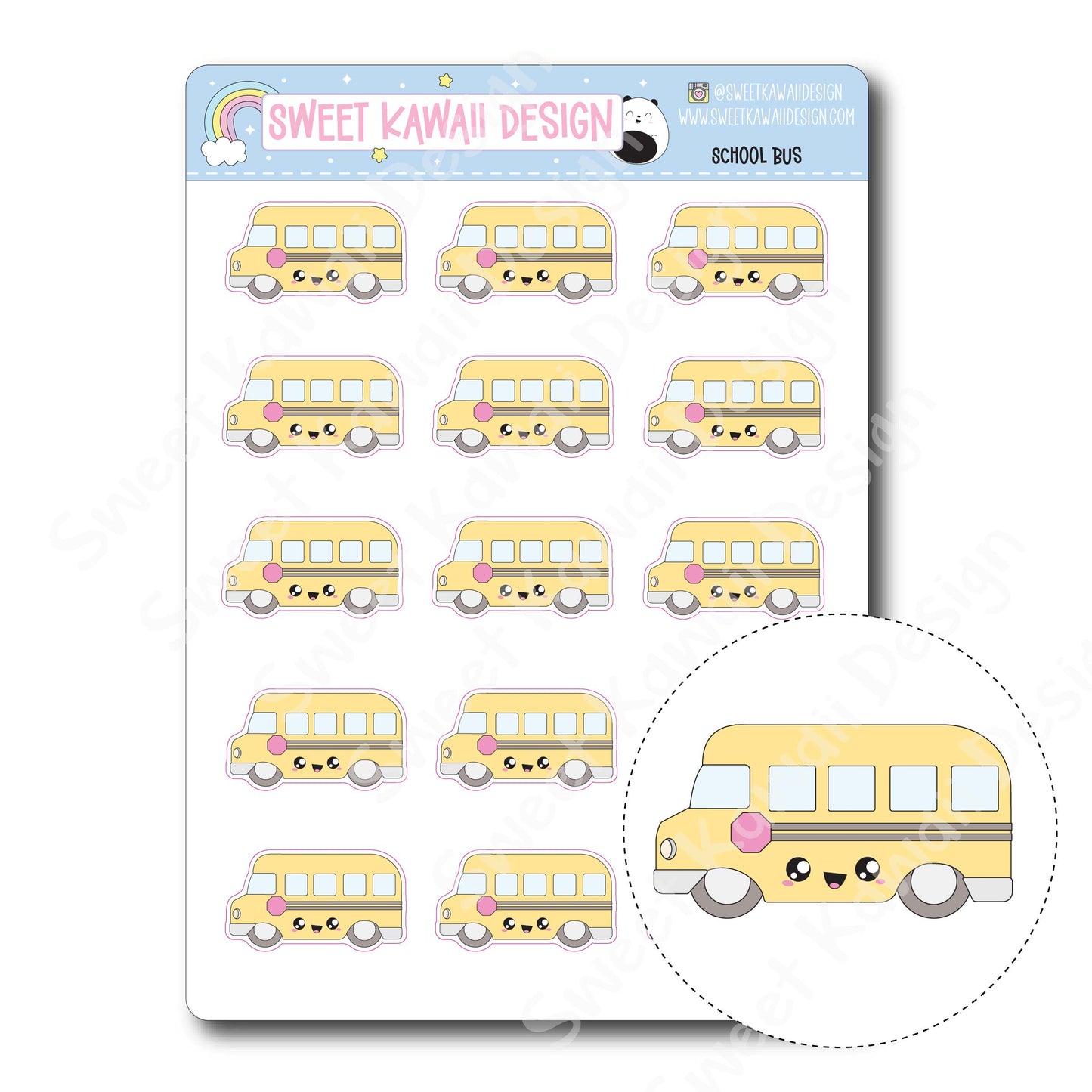 Kawaii School Bus Stickers