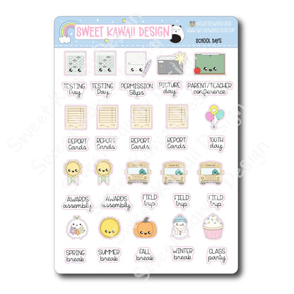 Kawaii School Days Stickers