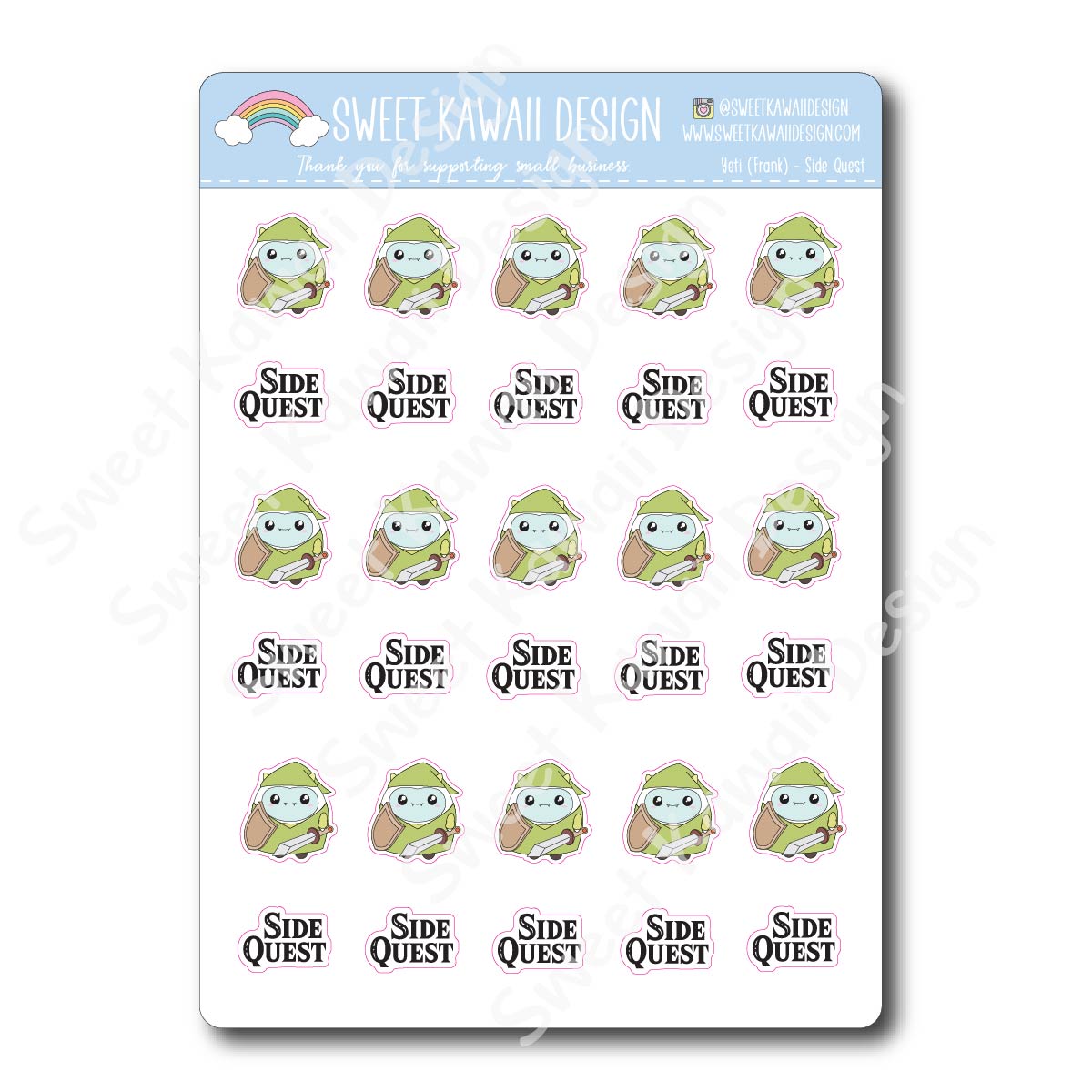 Kawaii Side Quest Stickers