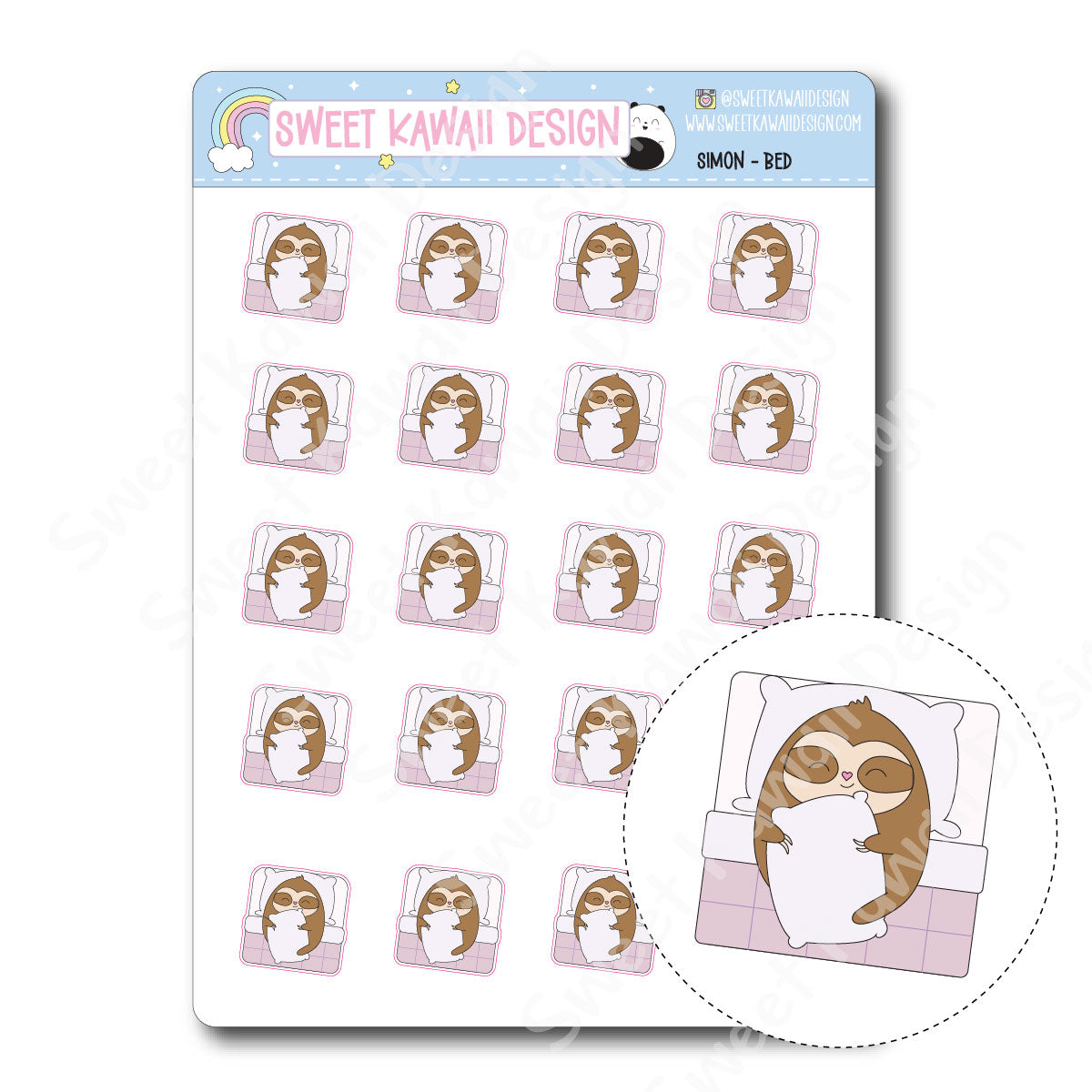 Kawaii Simon Stickers - Bed