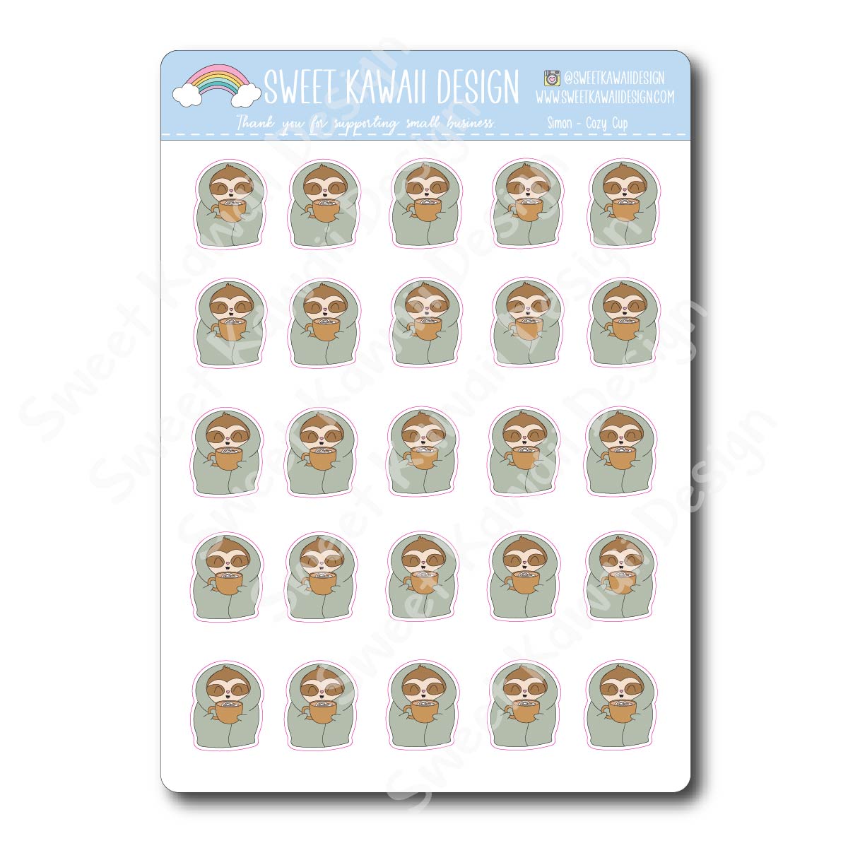 Kawaii Simon Stickers - Cozy Cup