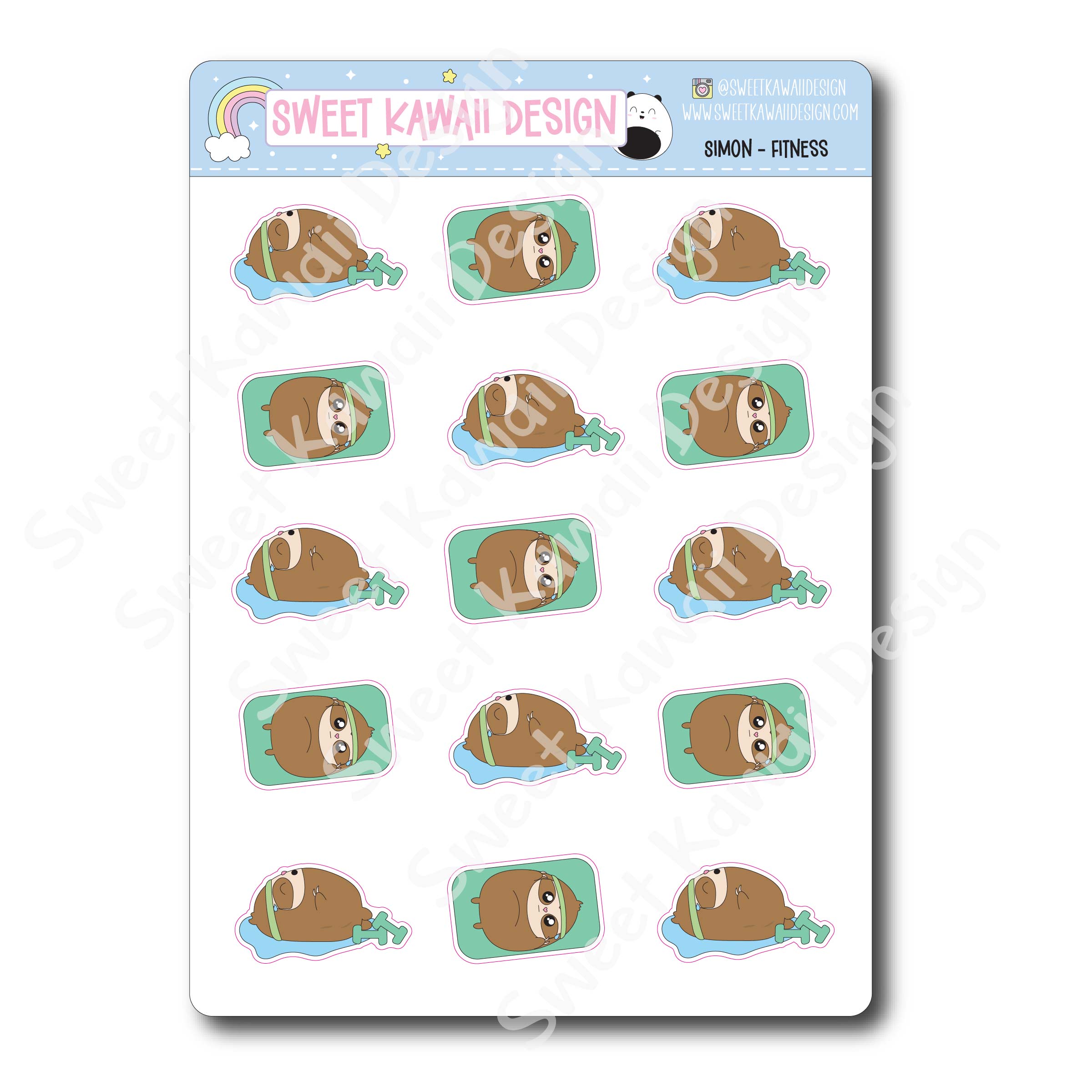 Kawaii Simon Stickers - Fitness