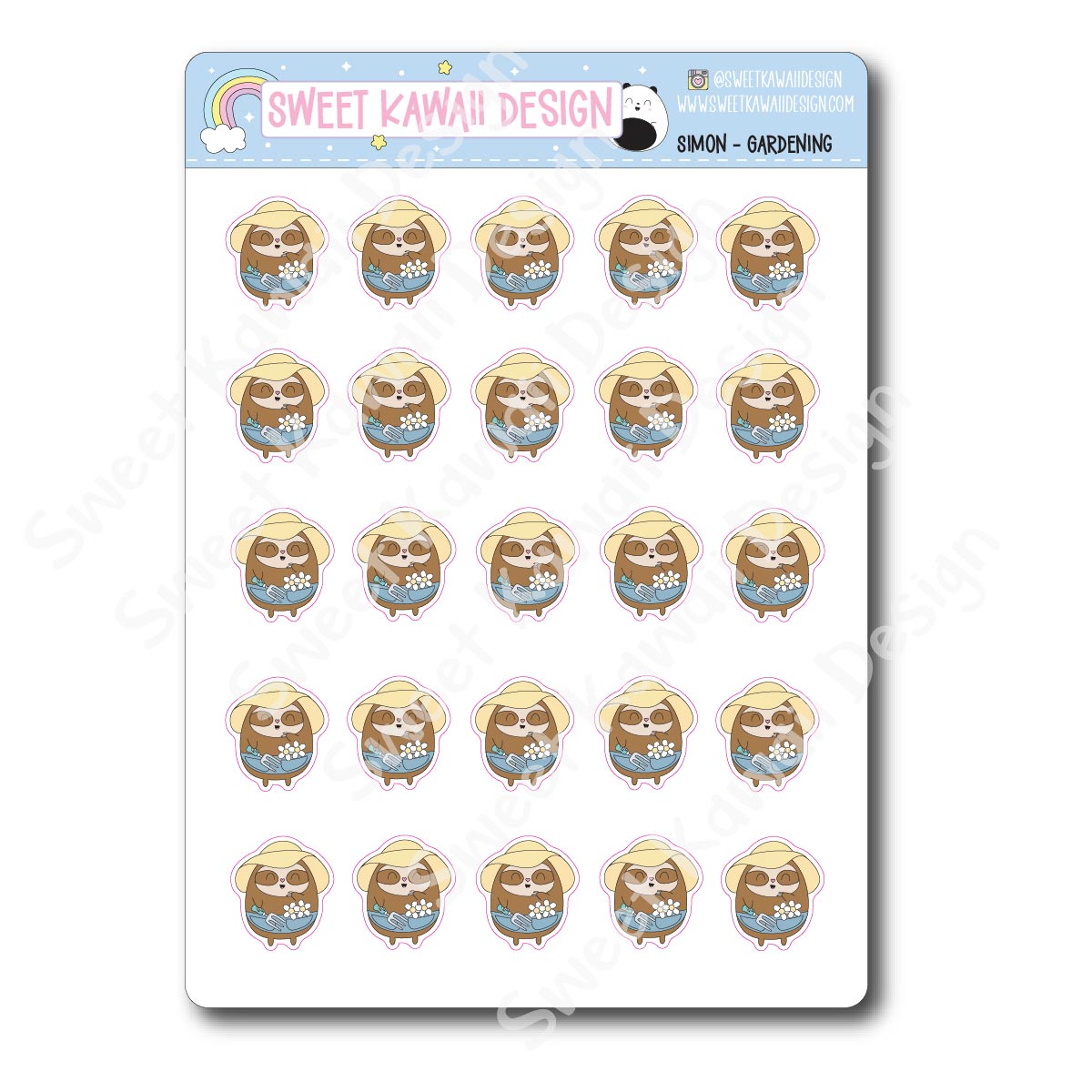 Kawaii Simon Stickers - Gardening