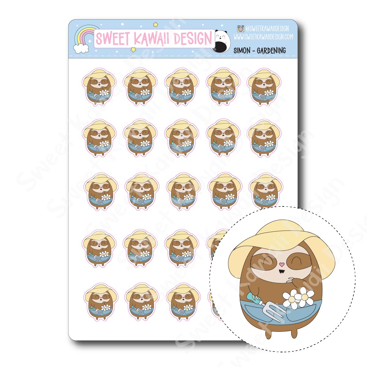 Kawaii Simon Stickers - Gardening