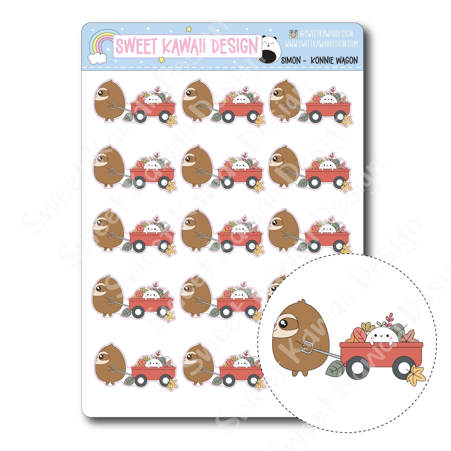 Kawaii Simon Stickers - Konnie Wagon