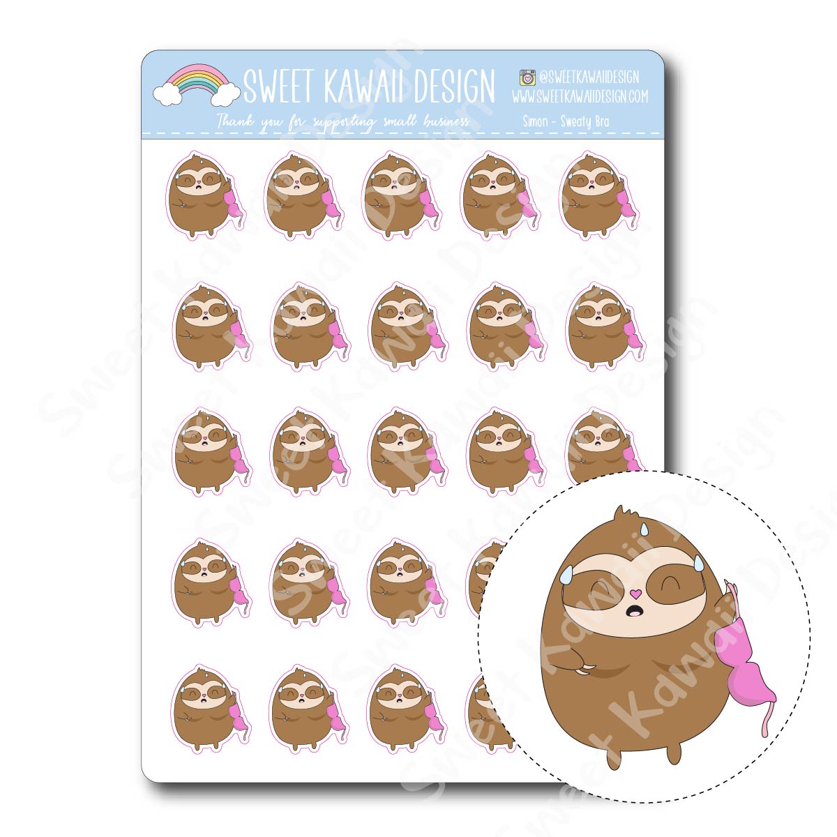 Kawaii Simon Stickers - Sweaty Bra