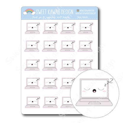 Kawaii Sleepy Computer Stickers