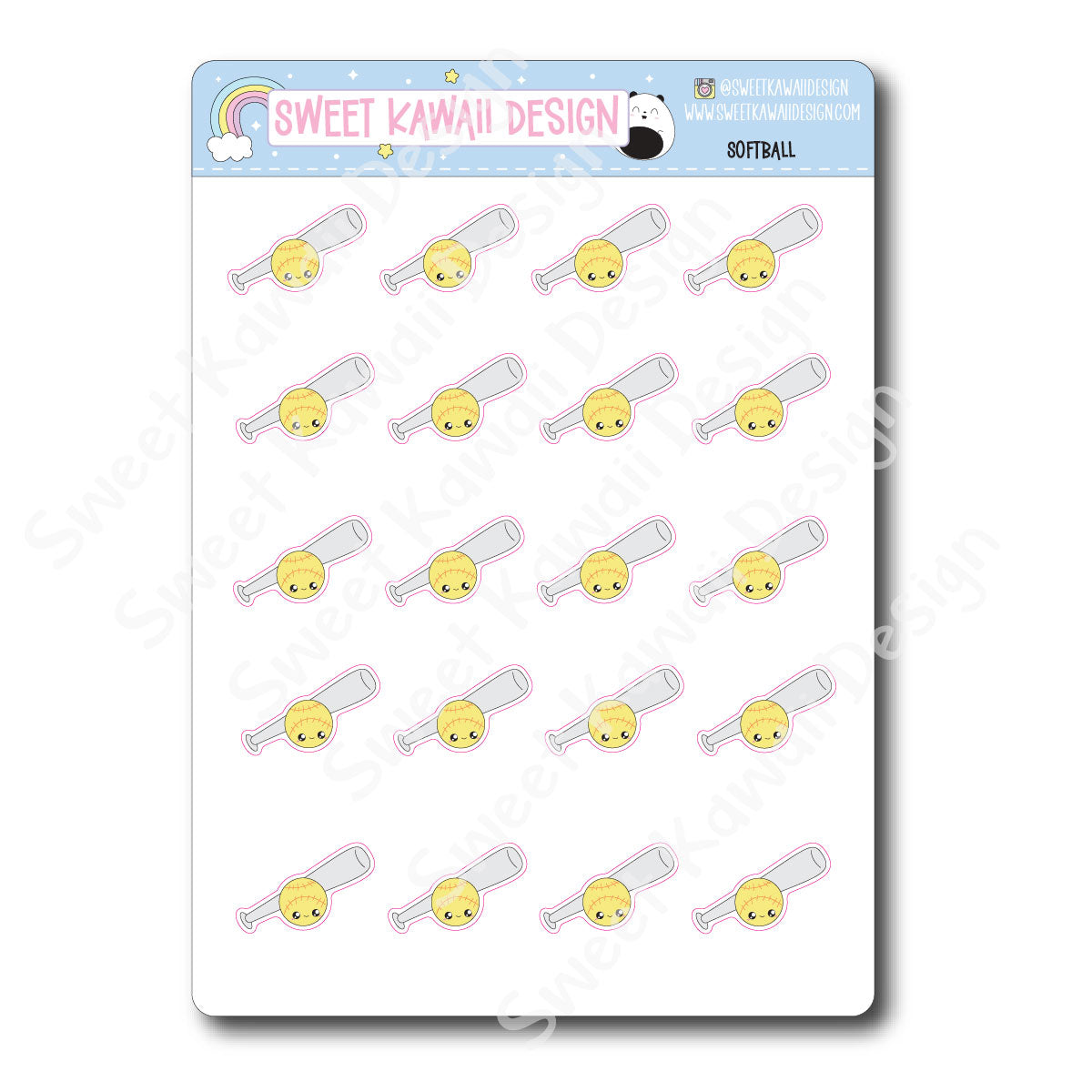 Kawaii Softball Stickers