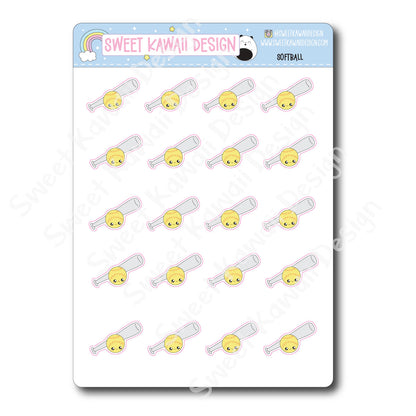 Kawaii Softball Stickers