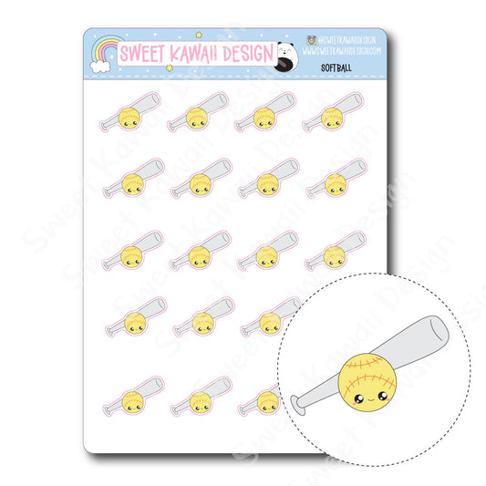 Kawaii Softball Stickers