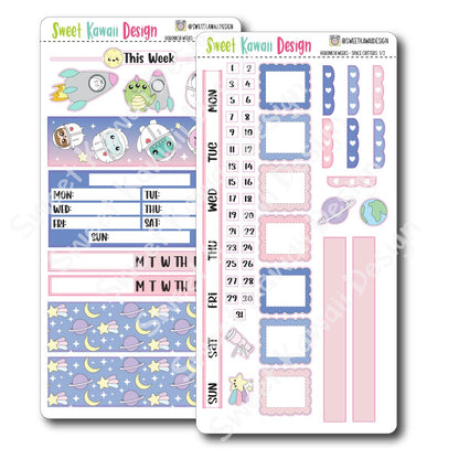 Kawaii Hobonichi Weeks Stickers - Space Critters