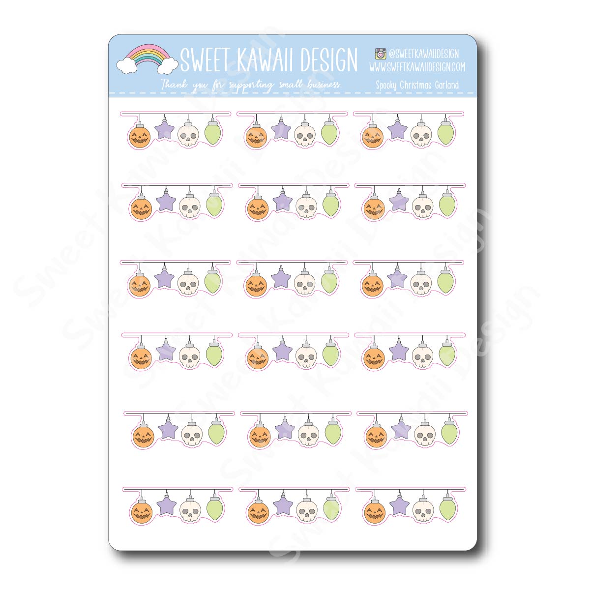 Kawaii Spooky Christmas Garland Stickers