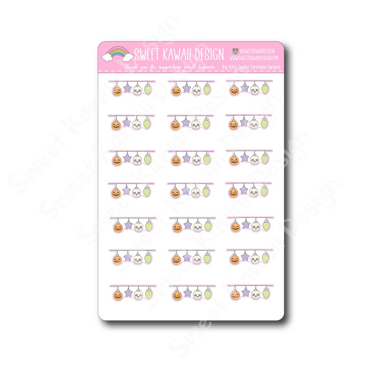 Kawaii Spooky Christmas Garland Stickers