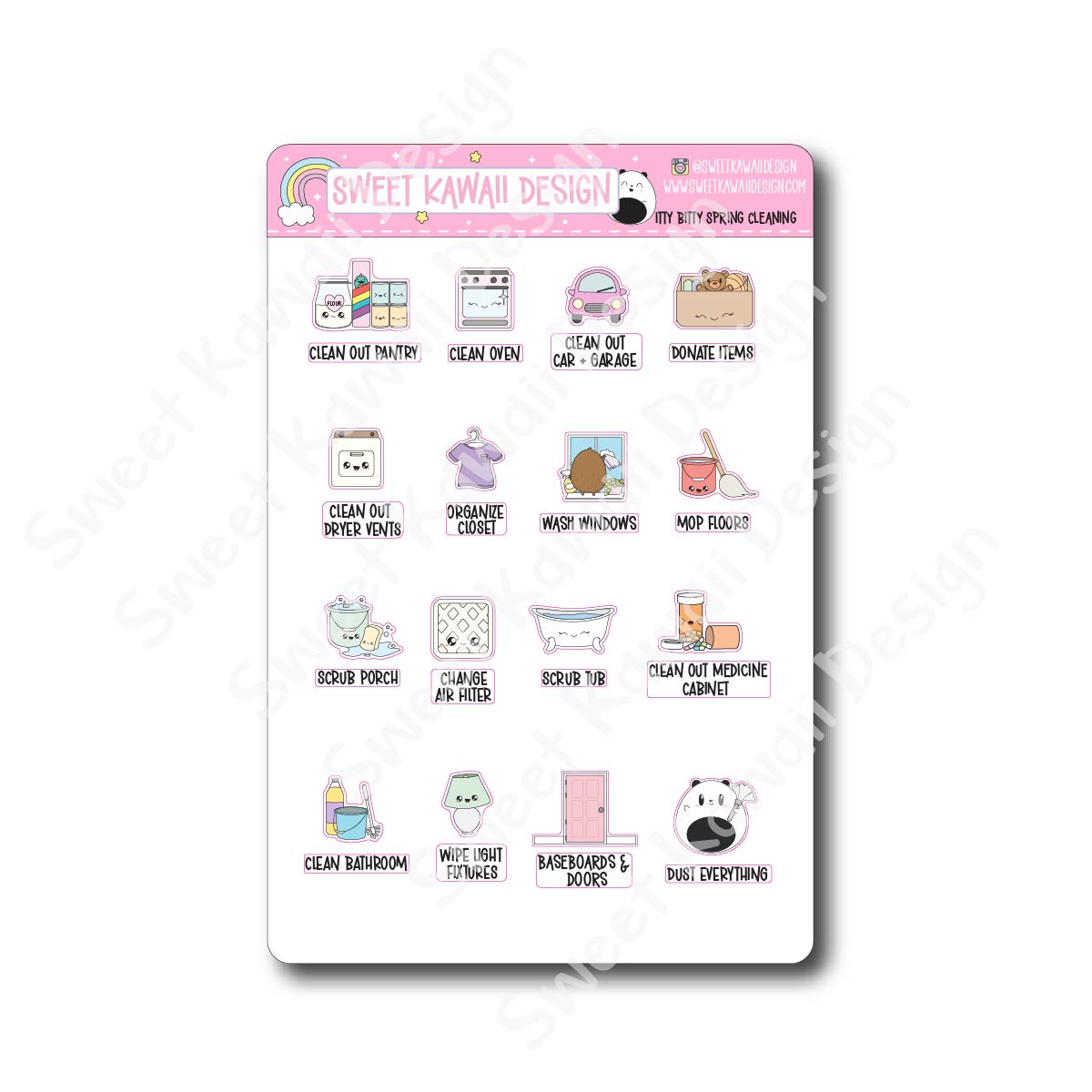 Kawaii Spring Cleaning Stickers