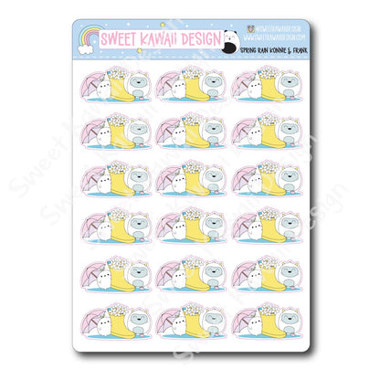 Kawaii Spring Rain Stickers - Konnie and Frank