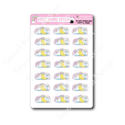 Kawaii Spring Rain Stickers - Konnie and Frank