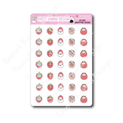 Kawaii Strawberry Critter Stickers