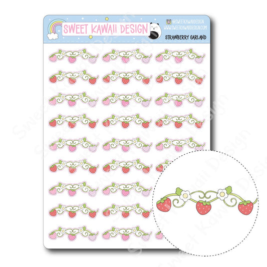 Kawaii Strawberry Garland Stickers