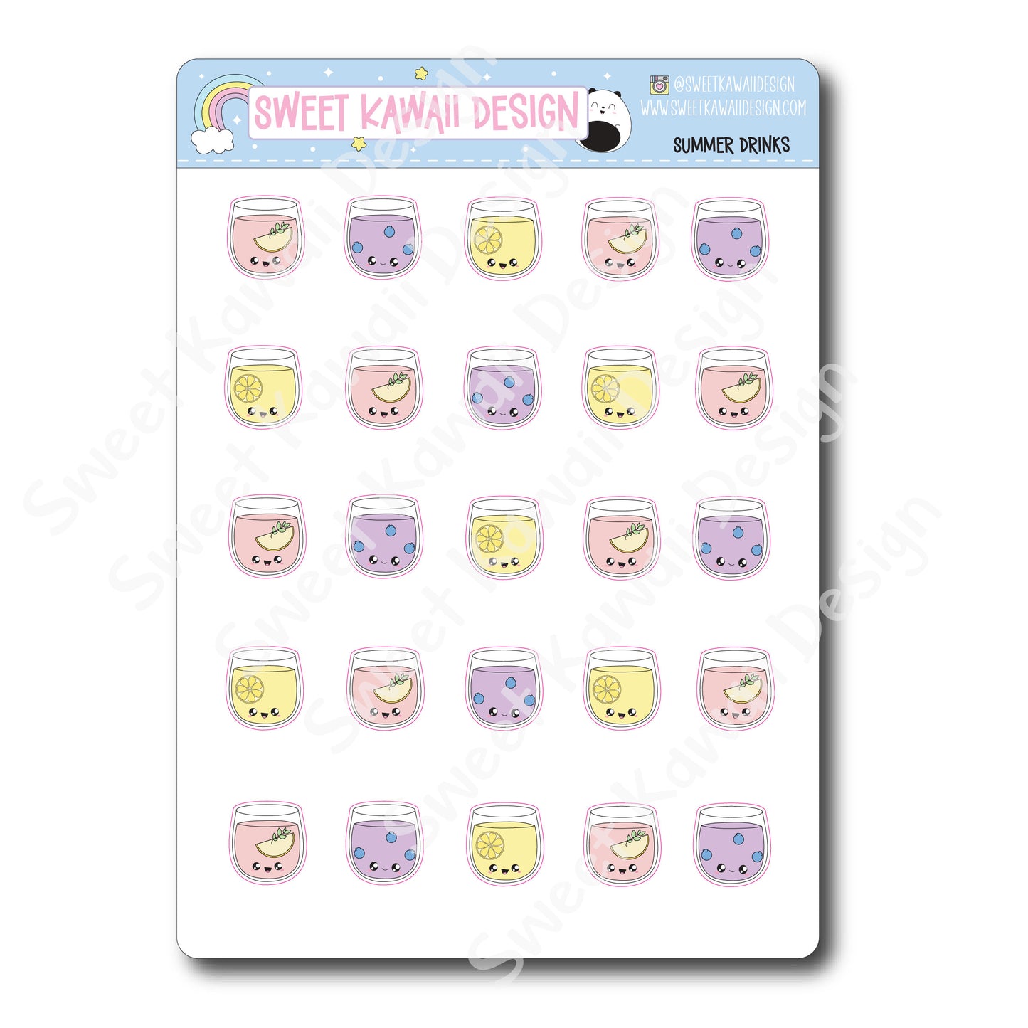 Kawaii Summer Drink Stickers