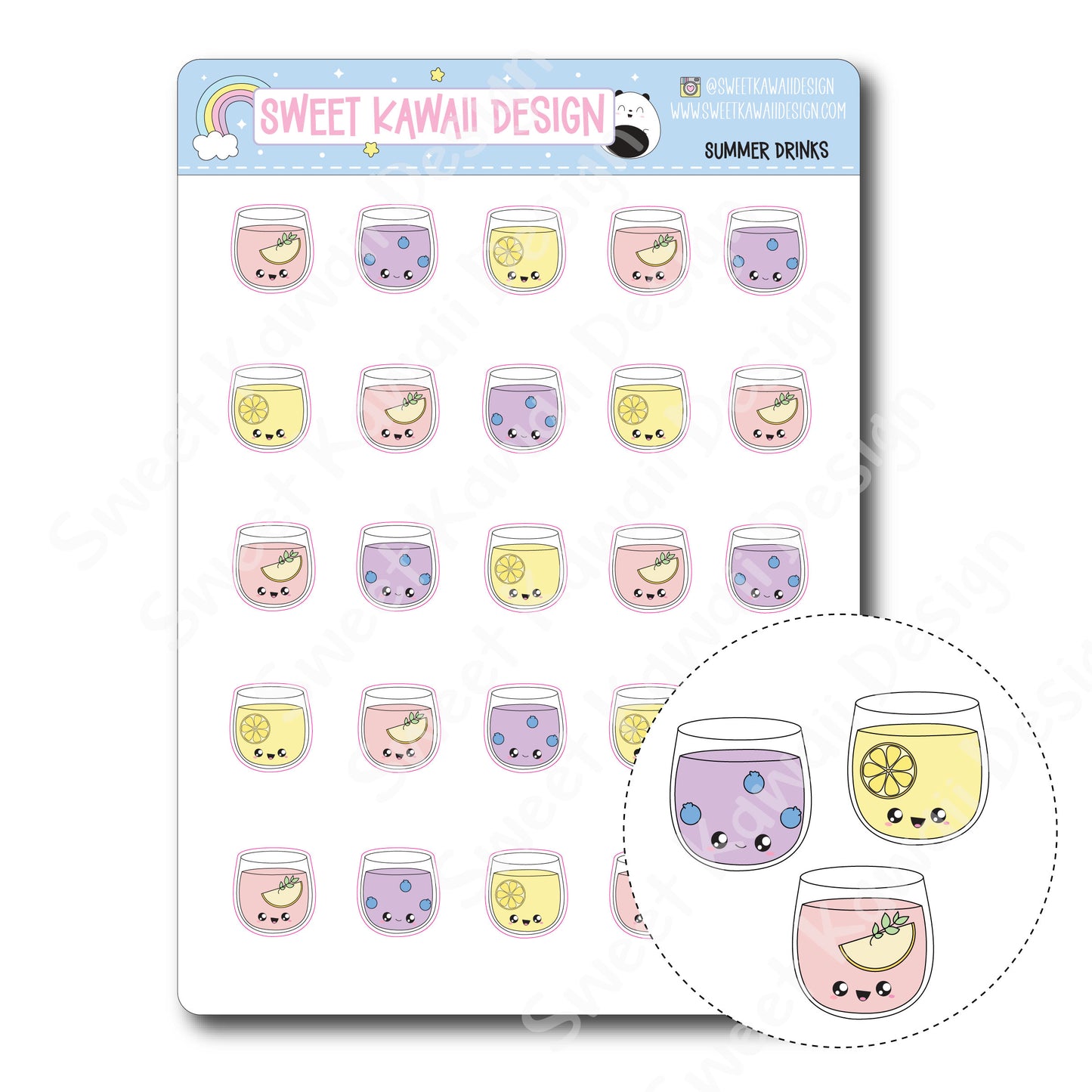 Kawaii Summer Drink Stickers