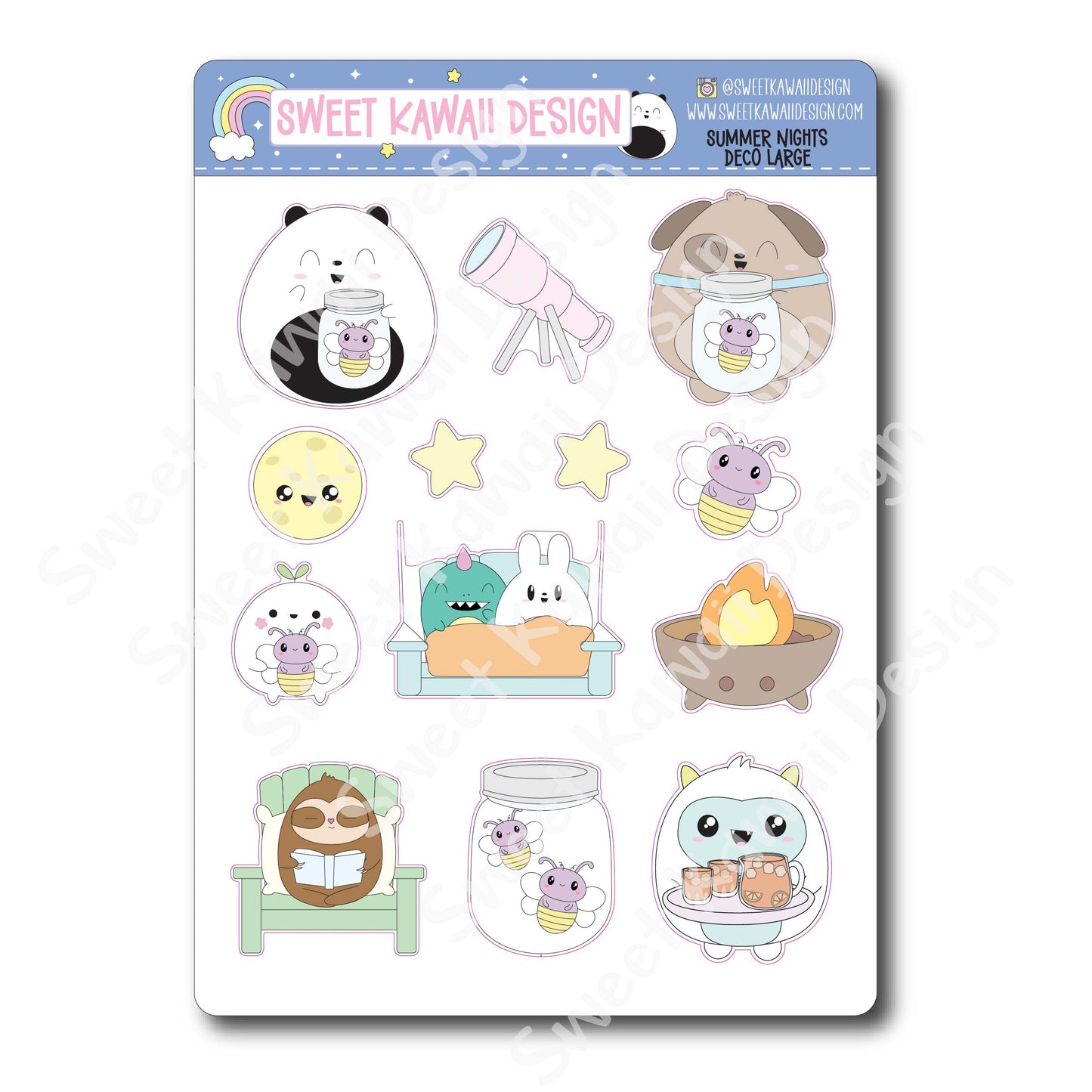 Kawaii Summer Nights Deco (LARGE) Stickers