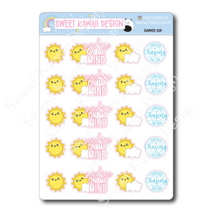 Kawaii Summer Sun Stickers