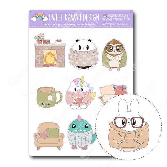 Kawaii Sweater Weather Deco (LARGE) Stickers