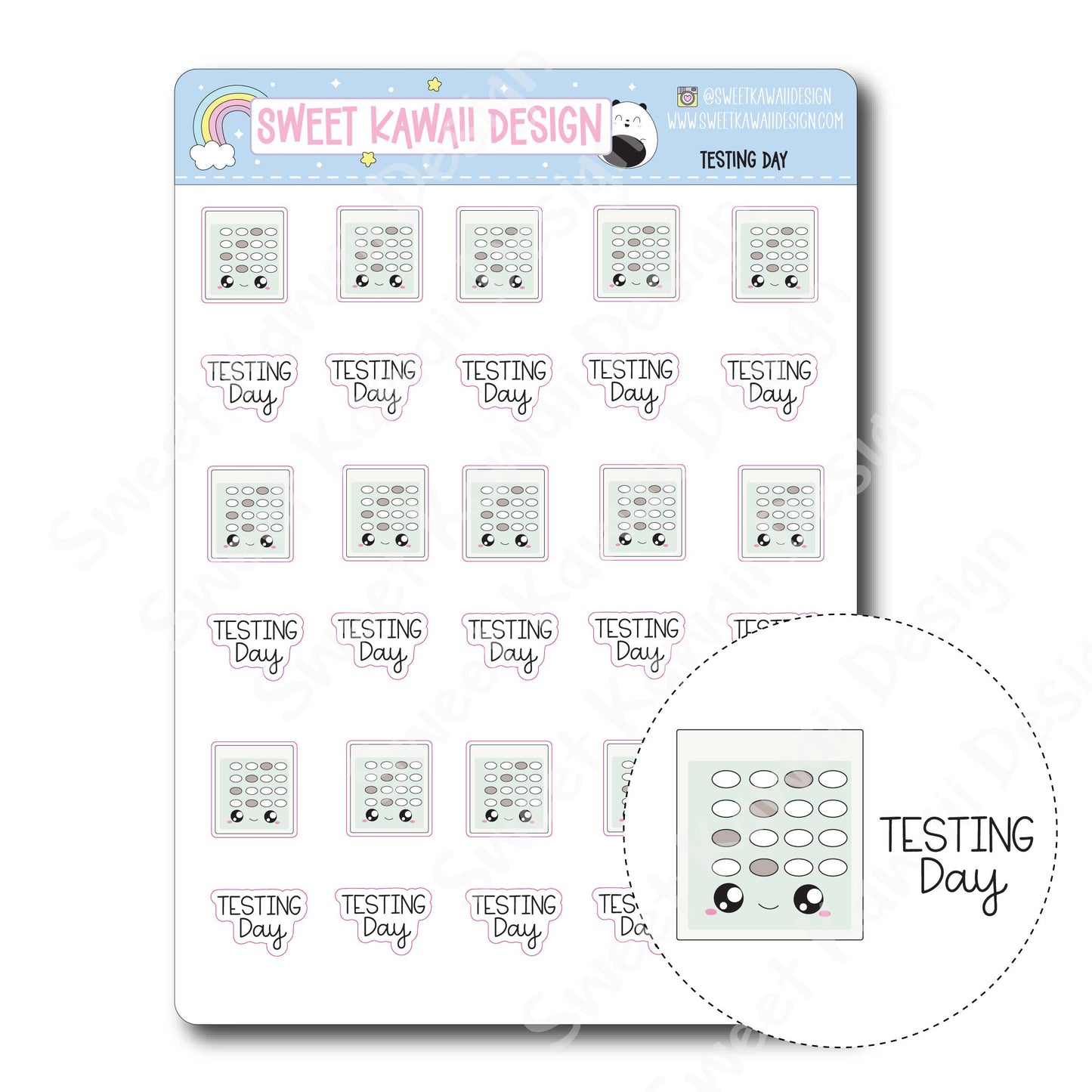 Kawaii Testing Day Stickers