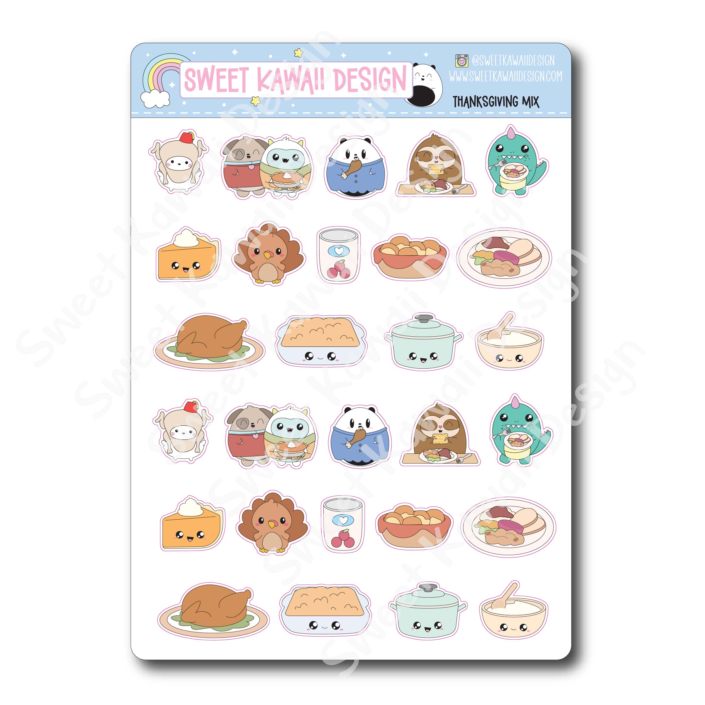 Kawaii Thanksgiving Mix Stickers