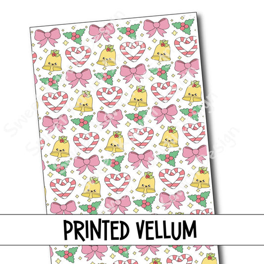 Printed Vellum - Candy Canes and Jingle Bells