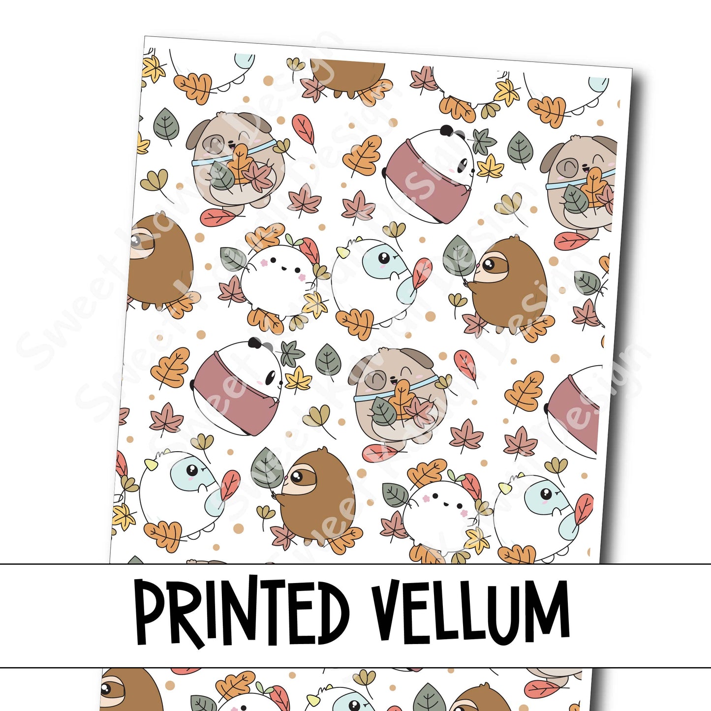 Printed Vellum - Critters Fall Leaves