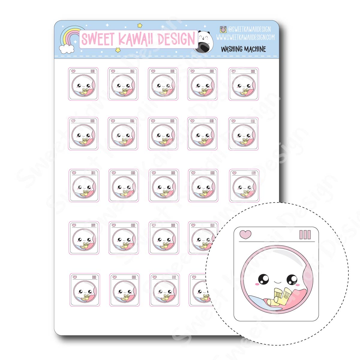 Kawaii Washing Machine Stickers