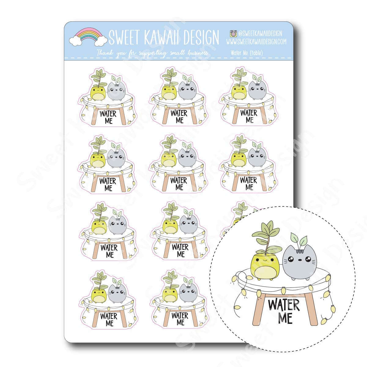 Kawaii Water Me (Table) Stickers