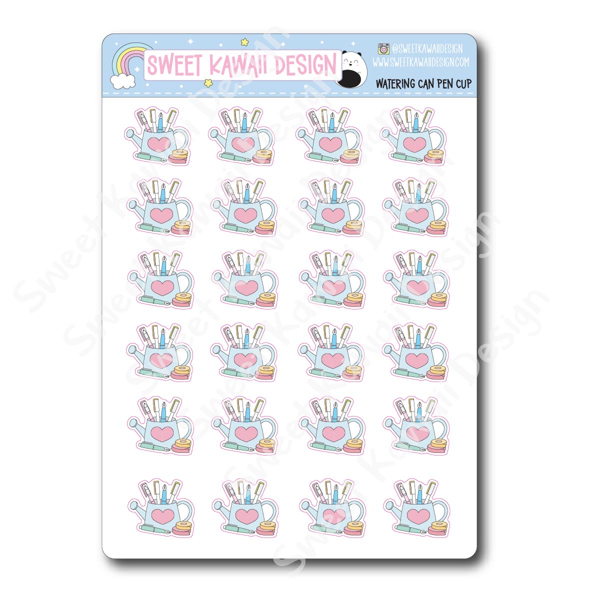 Kawaii Watering Can Pen Cup Stickers