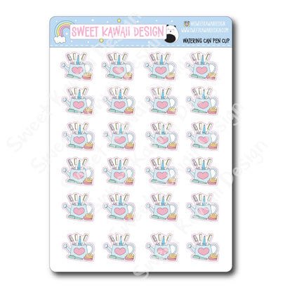 Kawaii Watering Can Pen Cup Stickers