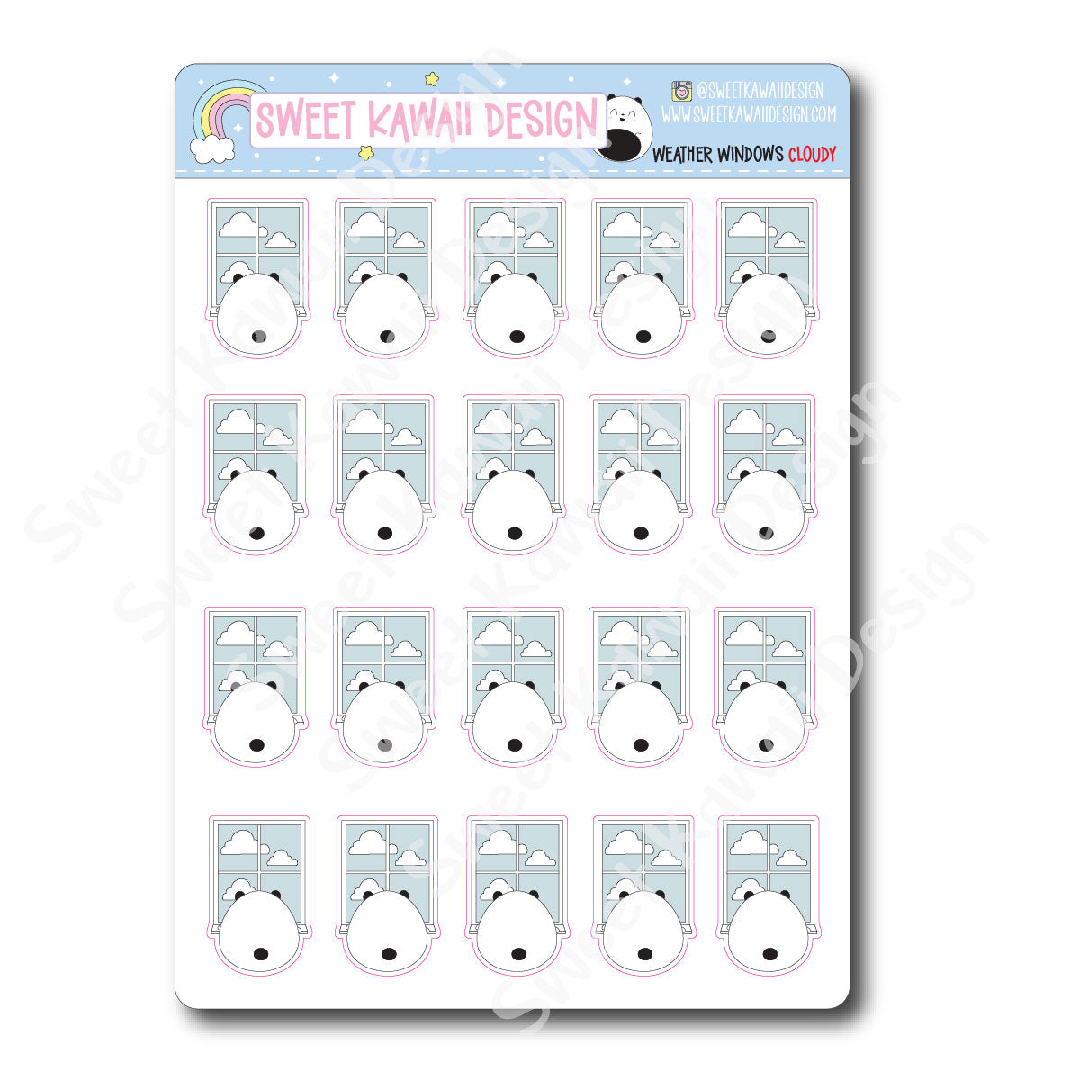 Kawaii Weather Window Stickers - Options Available