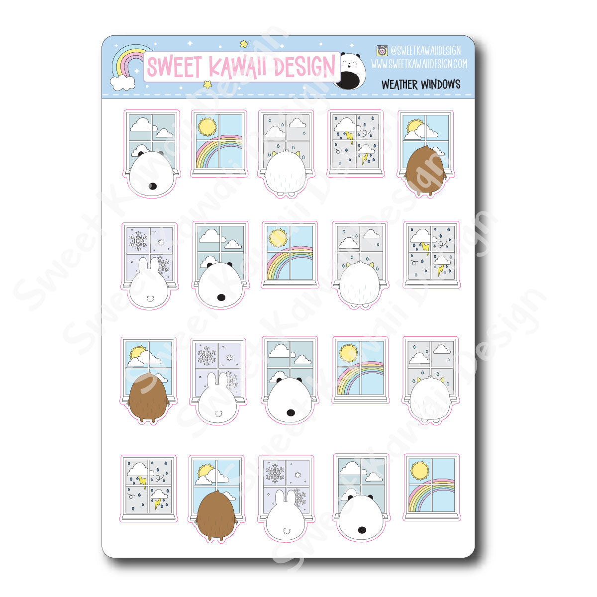 Kawaii Weather Window Stickers - Options Available