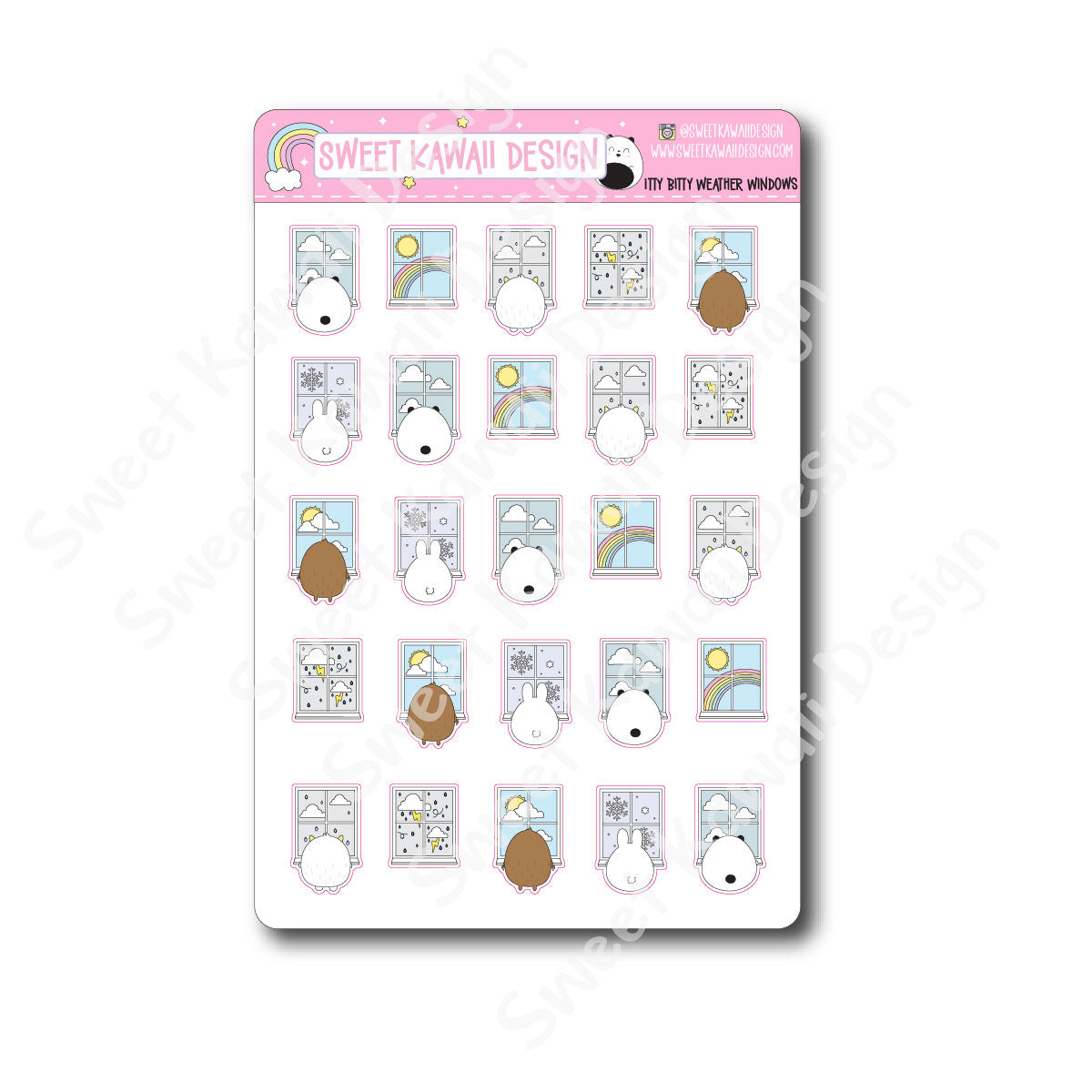 Kawaii Weather Window Stickers - Options Available