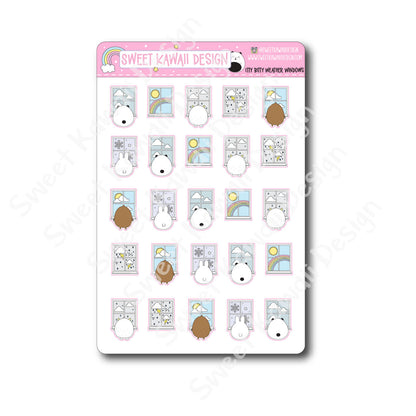 Kawaii Weather Window Stickers - Options Available