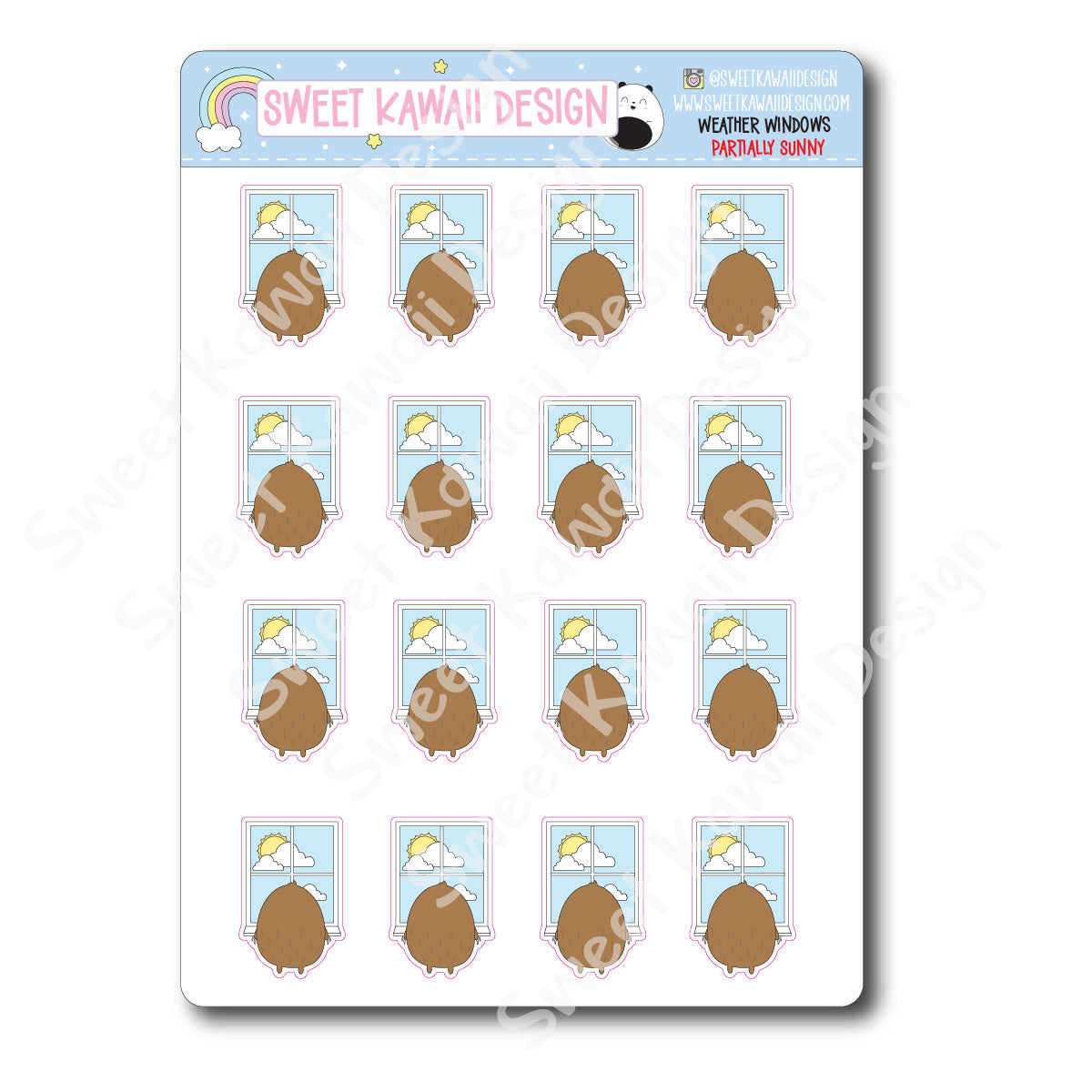 Kawaii Weather Window Stickers - Options Available