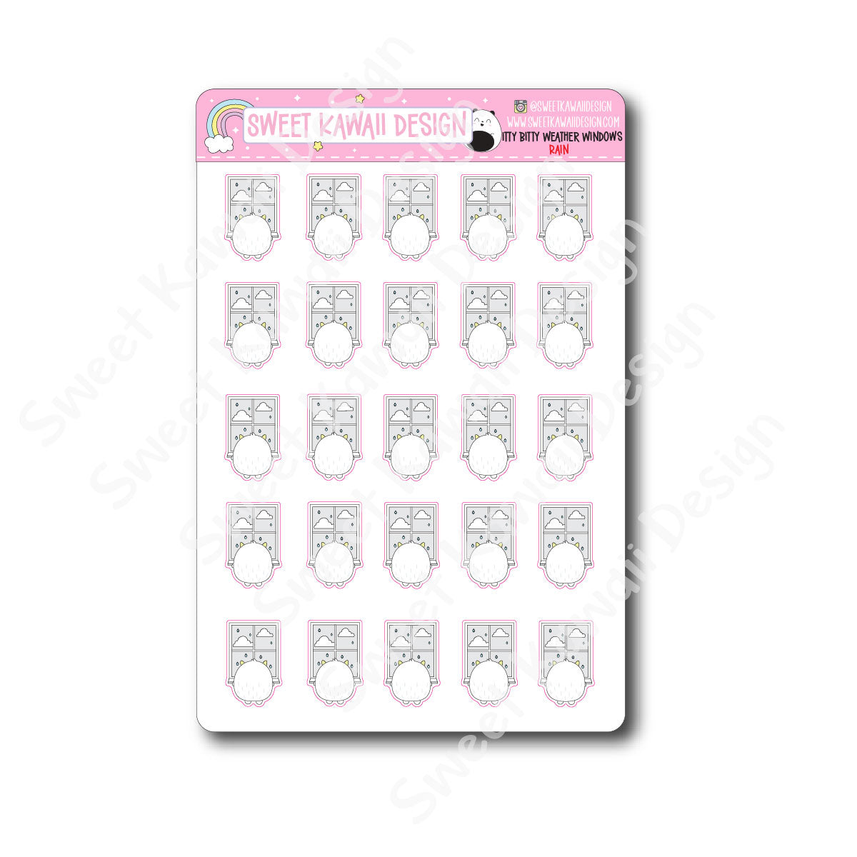 Kawaii Weather Window Stickers - Options Available