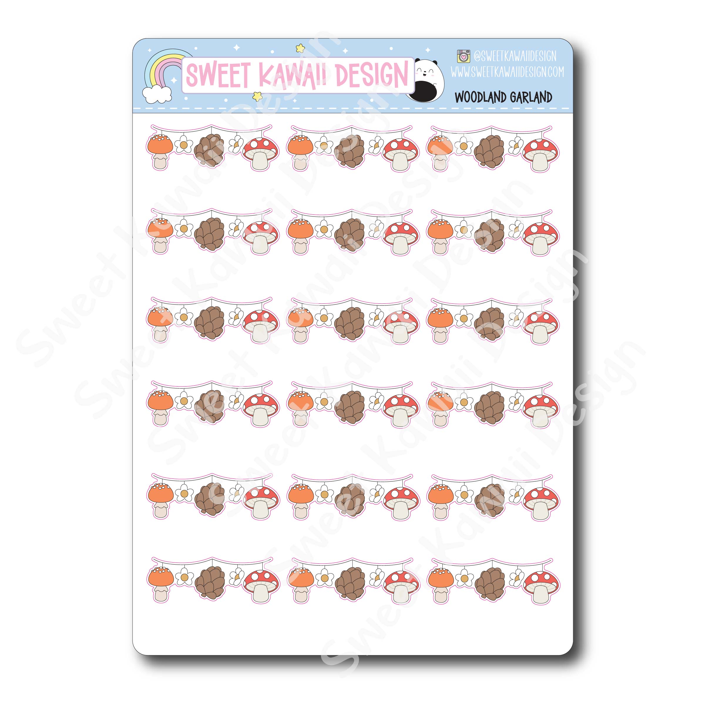 Kawaii Woodland Village Garland Stickers