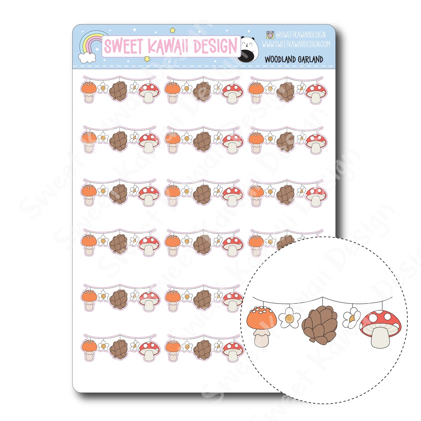 Kawaii Woodland Village Garland Stickers