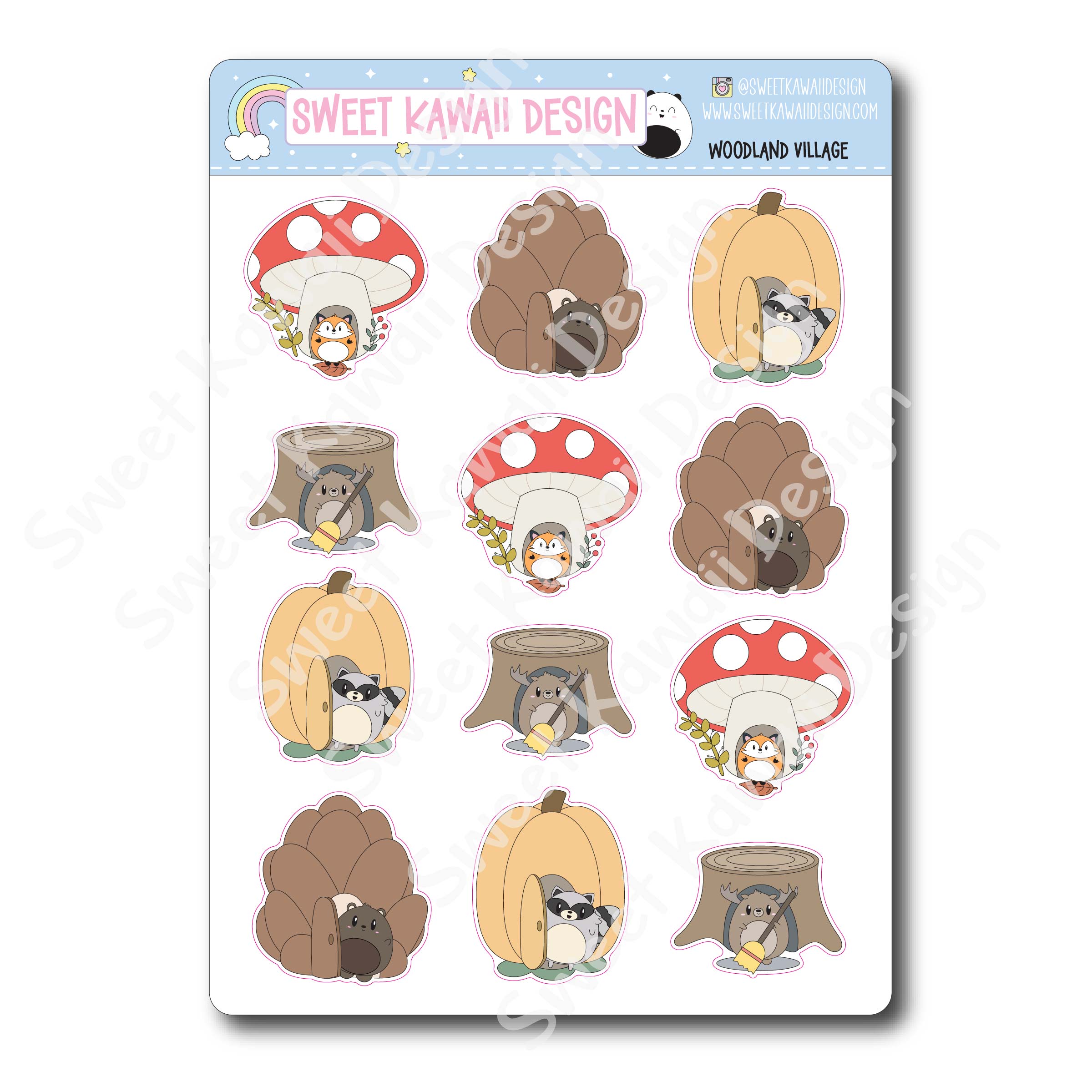 Kawaii Woodland Village Deco Stickers