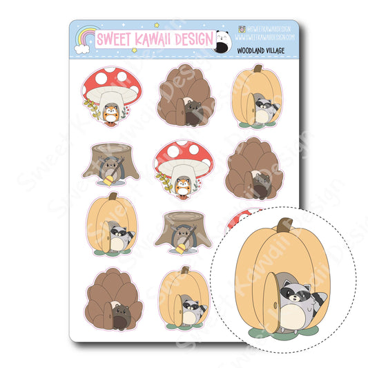 Kawaii Woodland Village Deco Stickers