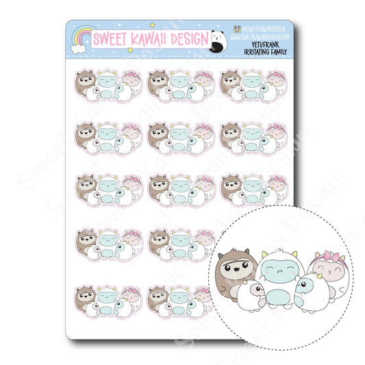 Kawaii Yeti (Frank) Stickers - Irritating Family