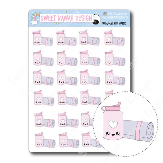 Kawaii Yoga Mat and Water Stickers